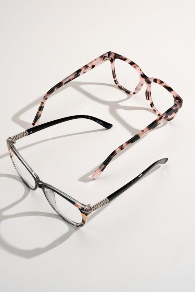 pexels-photo-27543858 A pair of stylish eyeglasses and sunglasses displayed on a white background.